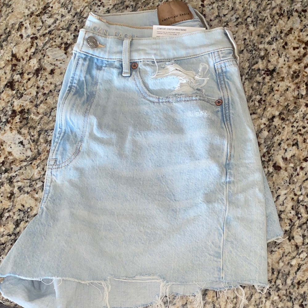 American Eagle Outfitters Highest Rise 90s Boyfriend  Light Blue Shorts